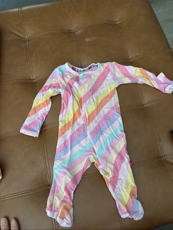 Magnetic Me Other - Magnetic Me Pastel Rainbow Diagonal Stripe Footed One-Piece